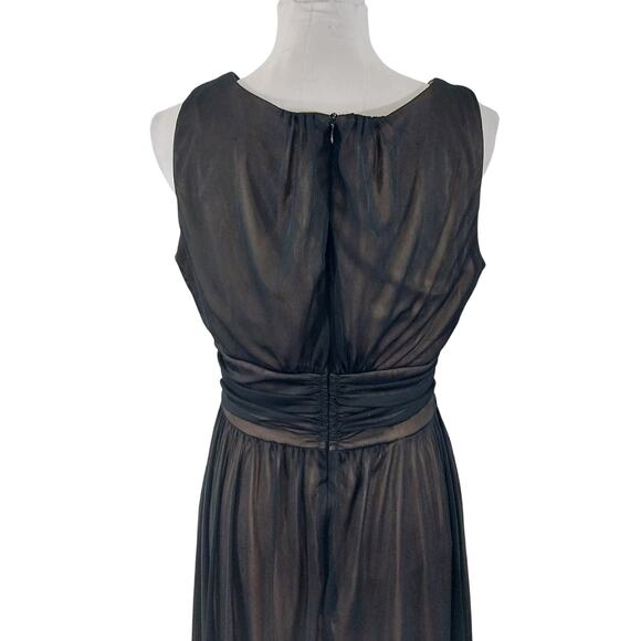 CONNECTED APPAREL! SHEER, FINEST BLACK NET OVER NUDE BEIGE, DREAMY DRESS! SZ 10 - Picture 7 of 10